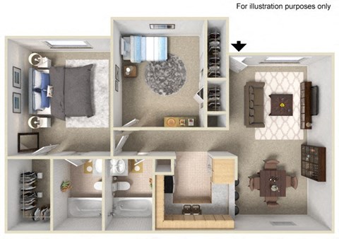 2 Bedroom Floor Plan at The 95 Apartments, Las Vegas, Nevada